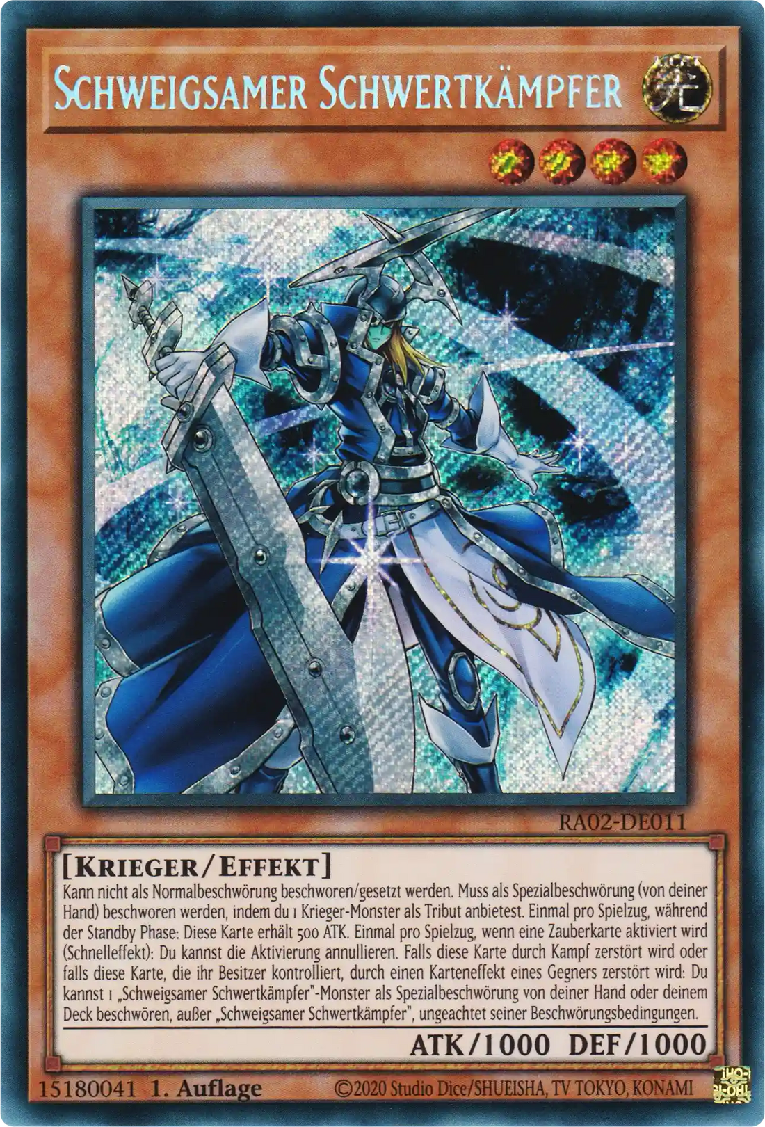 Schweigsamer Schwertkämpfer Yu-Gi-Oh! Karte RA02-DE011 Secret Rare