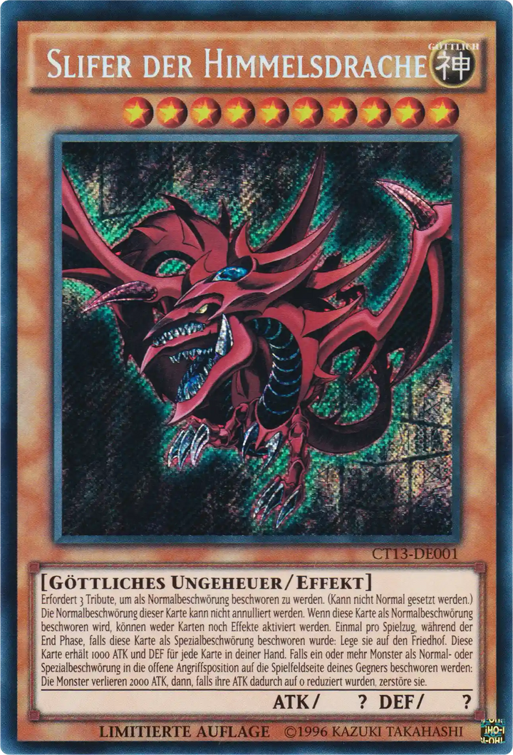 Slifer der Himmelsdrache Yu-Gi-Oh! Karte CT13-DE001 Secret Rare