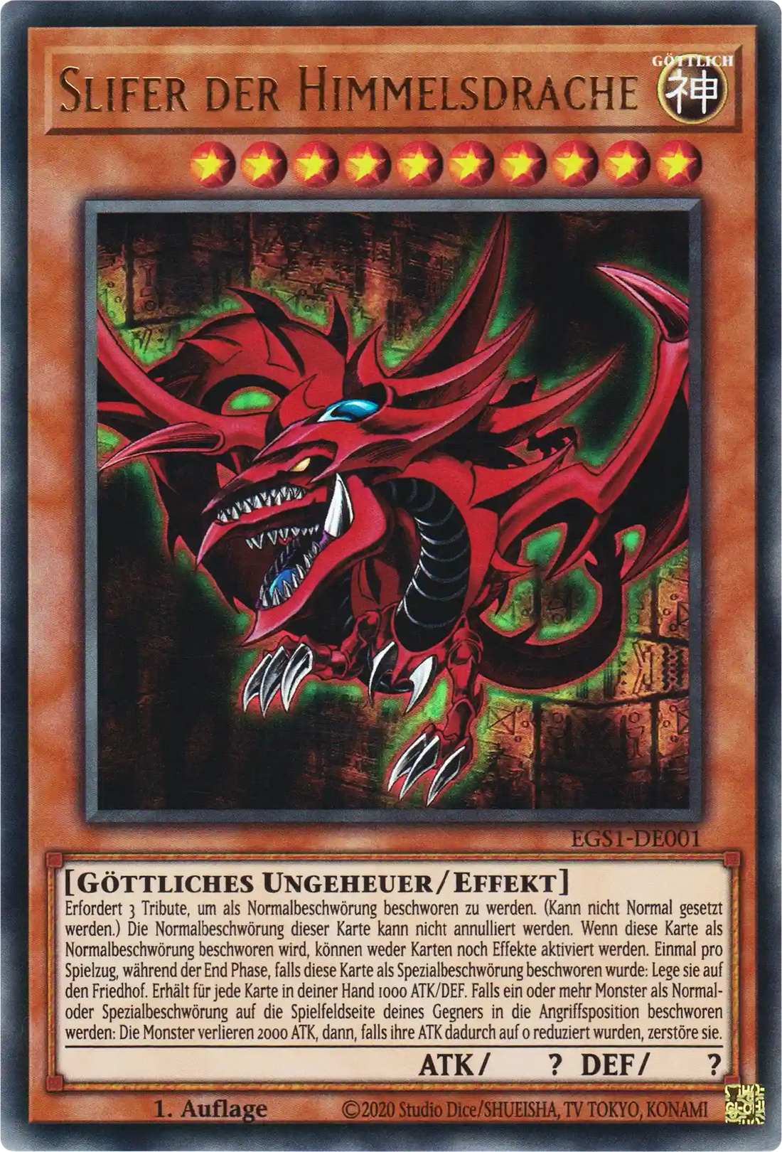 Slifer der Himmelsdrache Yu-Gi-Oh! Karte EGS1-DE001 Ultra Rare