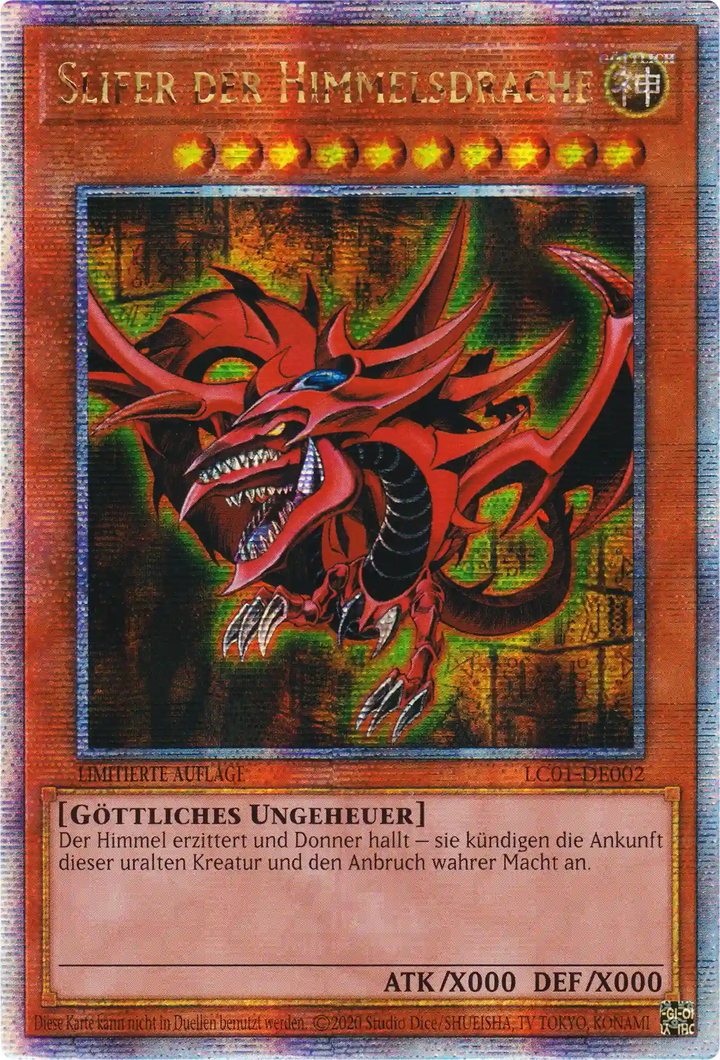 Slifer der Himmelsdrache Yu-Gi-Oh! Karte LC01-DE002 Quarter Century Secret Rare