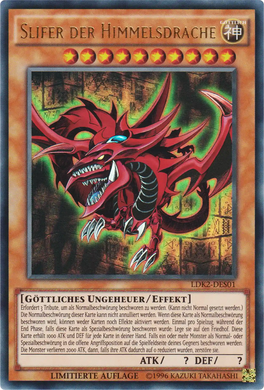 Slifer der Himmelsdrache Yu-Gi-Oh! Karte LDK2-DES01 Ultra Rare