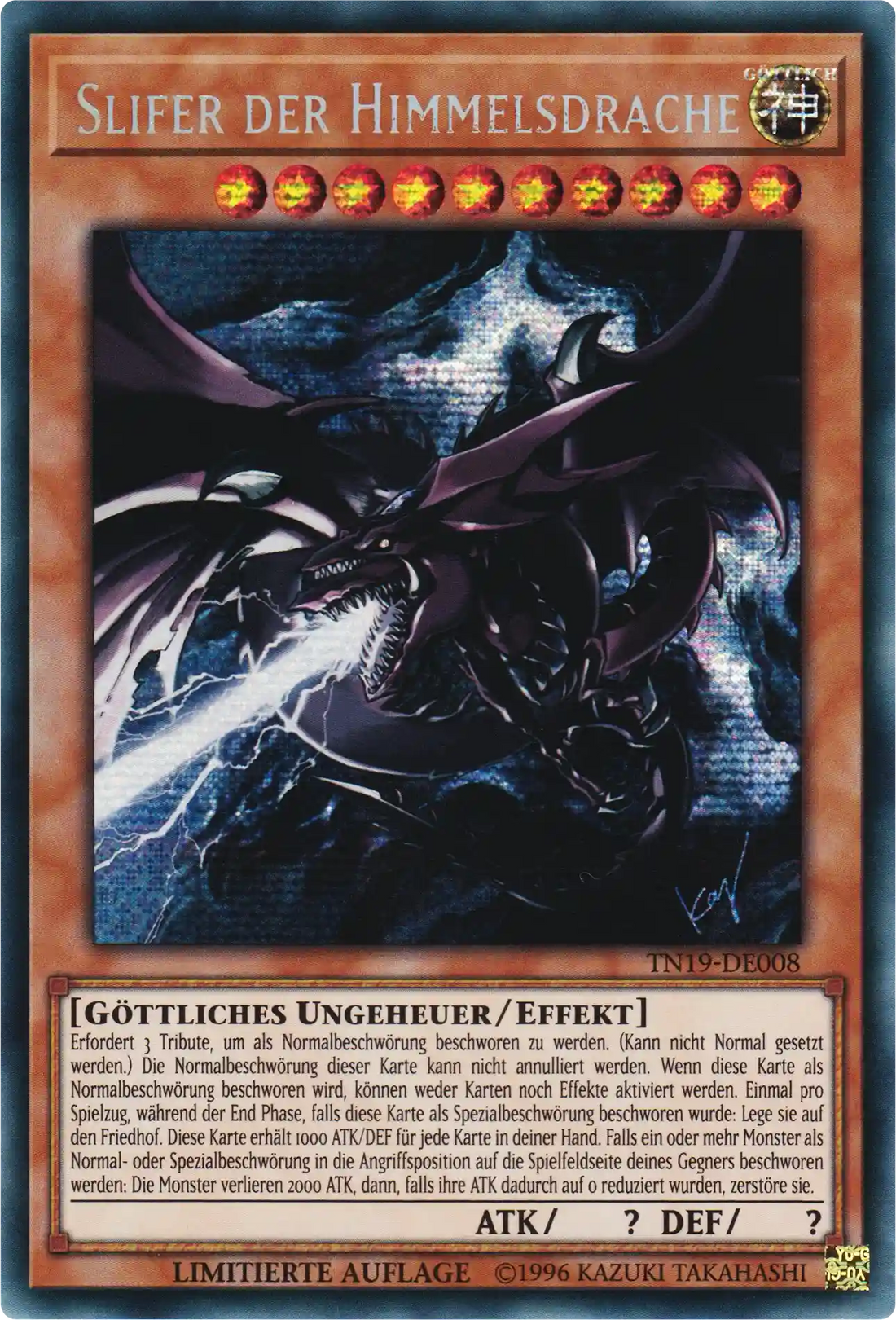 Slifer der Himmelsdrache Yu-Gi-Oh! Karte TN19-DE008 Secret Rare