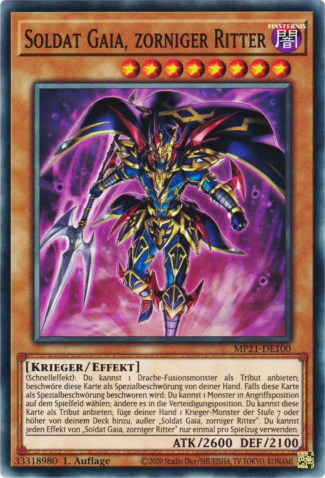 Soldat Gaia, zorniger Ritter Yu-Gi-Oh! Karte MP21-DE100 Common