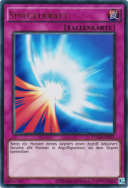 Yu-Gi-Oh! Ultra Rare Karte Beispiel mit goldenem Kartennamen und Foil-Artwork