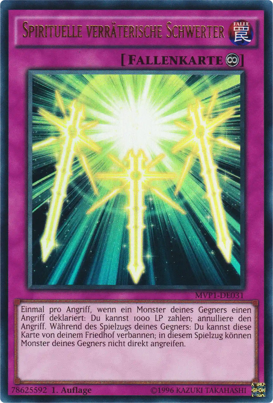 Spirituelle verräterische Schwerter Yu-Gi-Oh! Karte MVP1-DE031 Ultra Rare