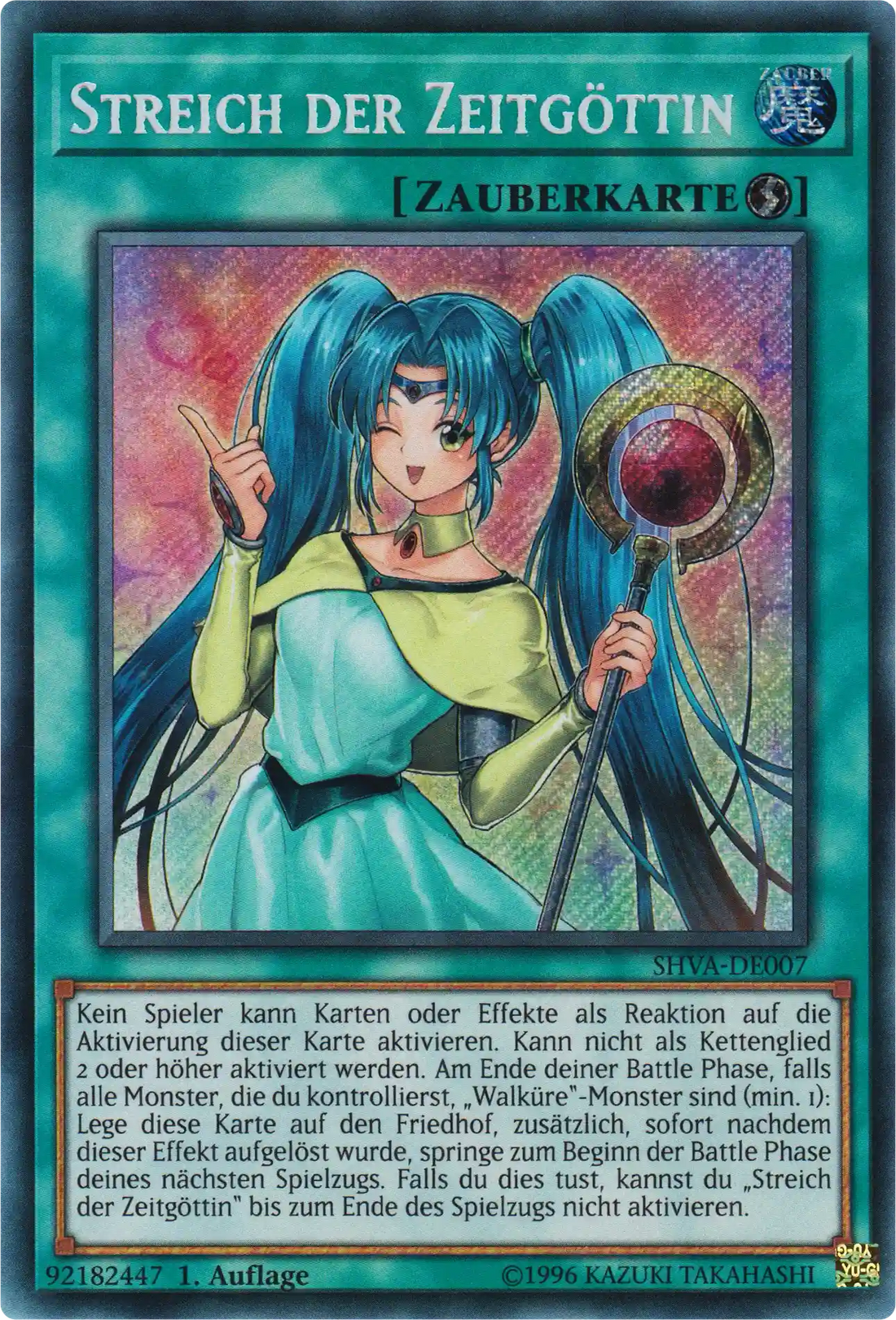 Streich der Zeitgöttin Yu-Gi-Oh! Karte SHVA-DE007 Secret Rare