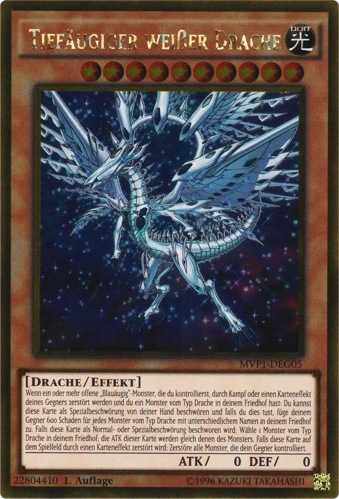 Tiefäugiger weißer Drache Yu-Gi-Oh! Karte MVP1-DEG05 Gold Rare