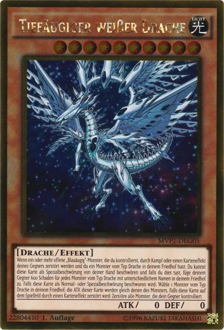 Tiefäugiger weißer Drache Yu-Gi-Oh! Karte MVP1-DEG05 Gold Rare