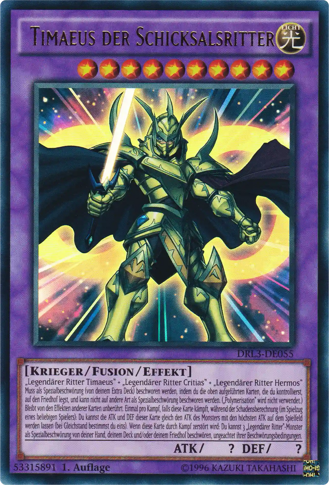 Timaeus der Schicksalsritter Yu-Gi-Oh! Karte DRL3-DE055 Ultra Rare