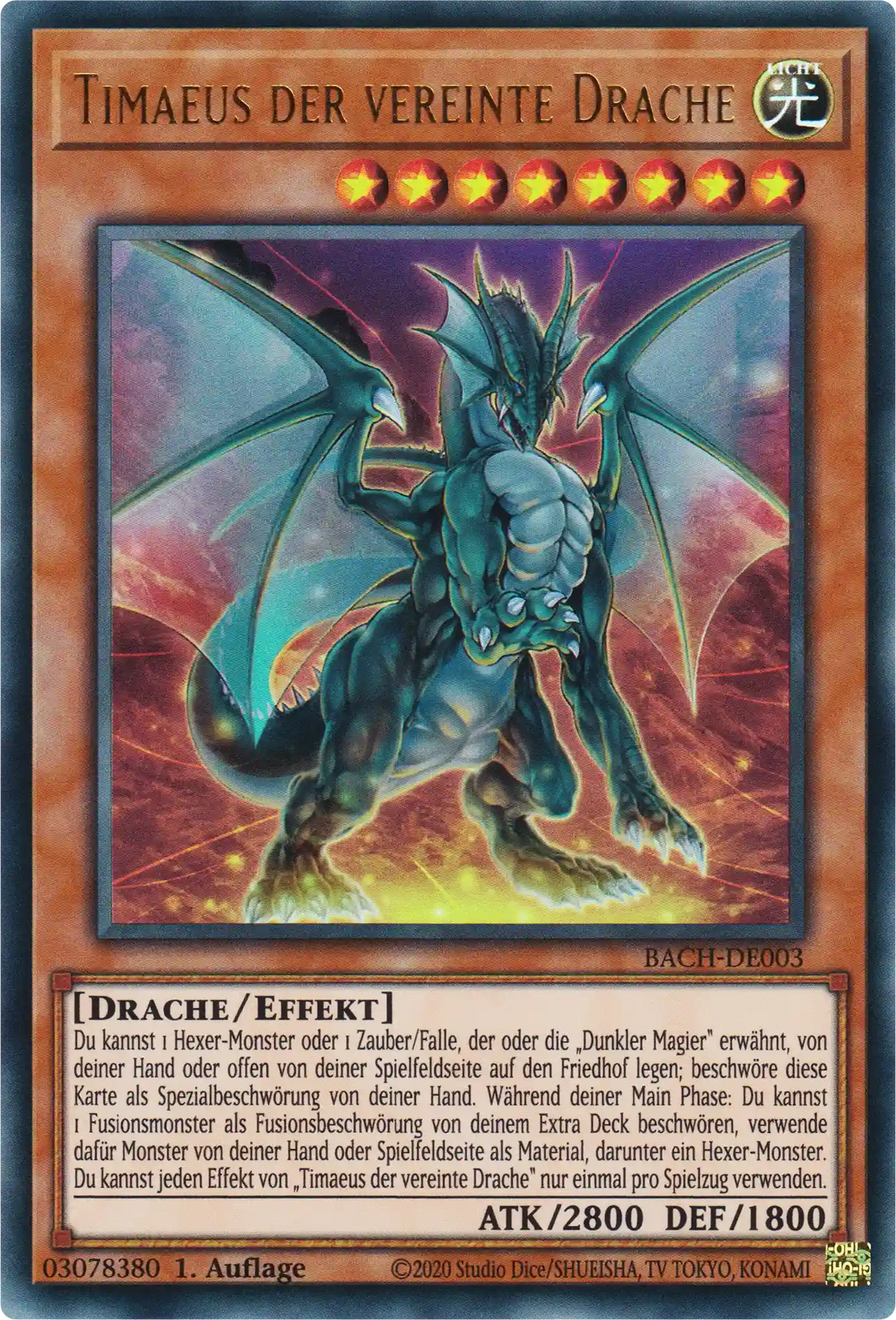 Timaeus der vereinte Drache Yu-Gi-Oh! Karte BACH-DE003 Ultra Rare