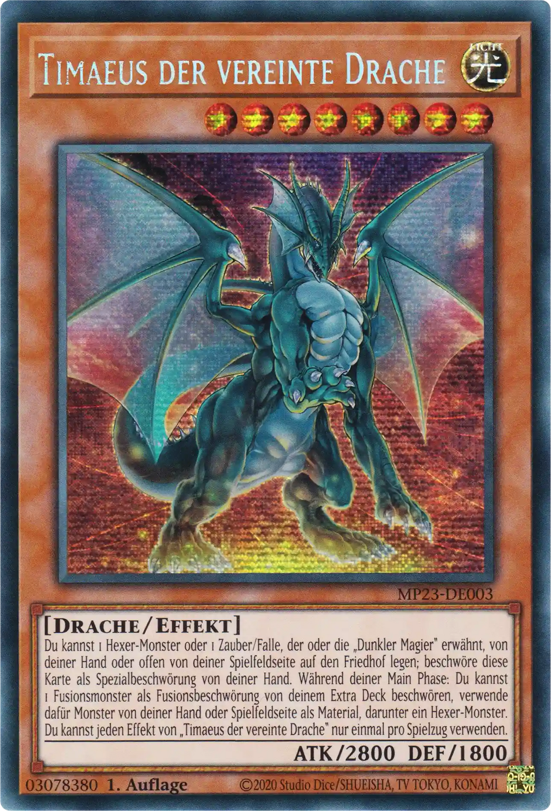 Timaeus der vereinte Drache Yu-Gi-Oh! Karte MP23-DE003 Secret Rare