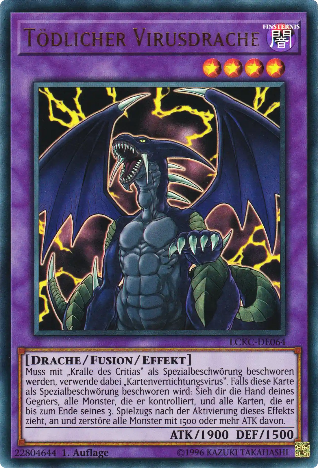 Tödlicher Virusdrache Yu-Gi-Oh! Karte LCKC-DE064 Ultra Rare