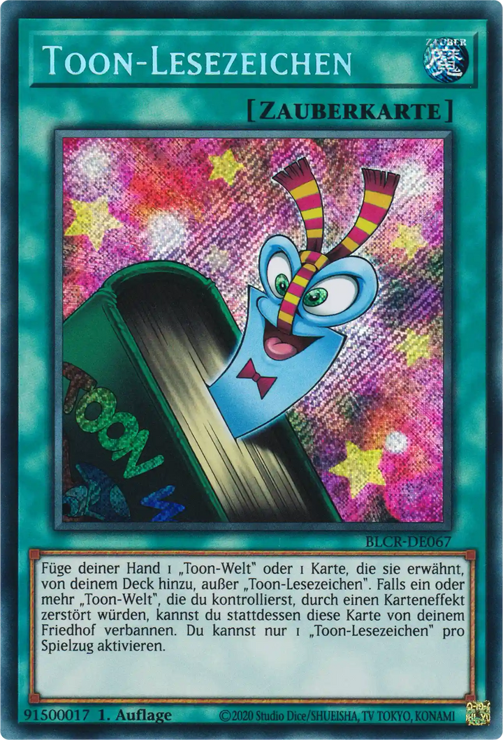 Toon-Lesezeichen Yu-Gi-Oh! Karte BLCR-DE067 Secret Rare