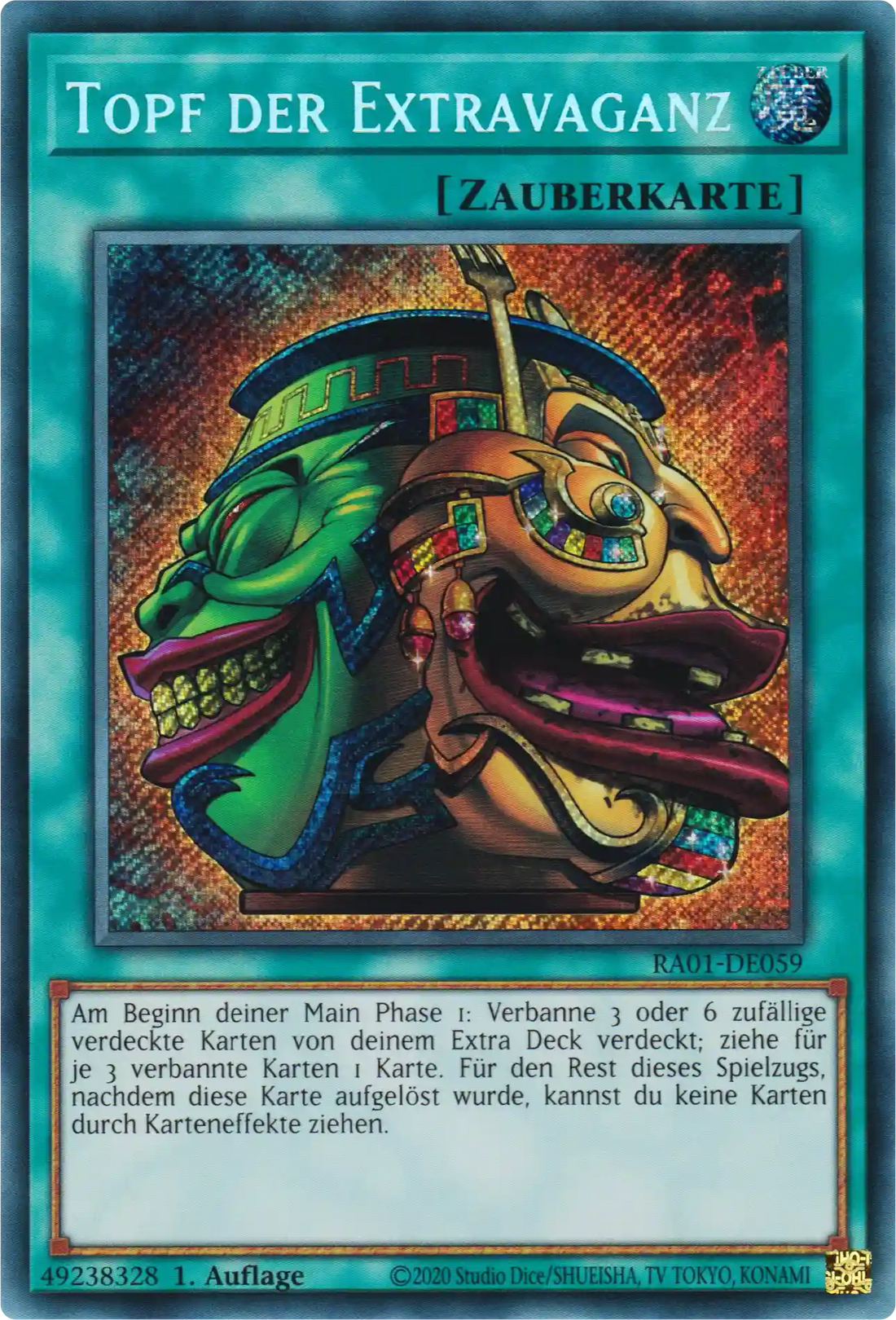 Topf der Extravaganz Yu-Gi-Oh! Karte RA01-DE059 Secret Rare
