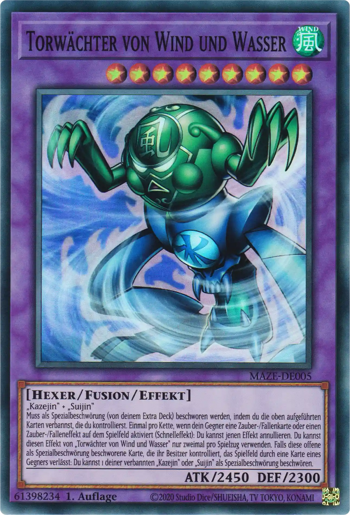 Torwächter von Wind und Wasser Yu-Gi-Oh! Karte MAZE-DE005 Super Rare