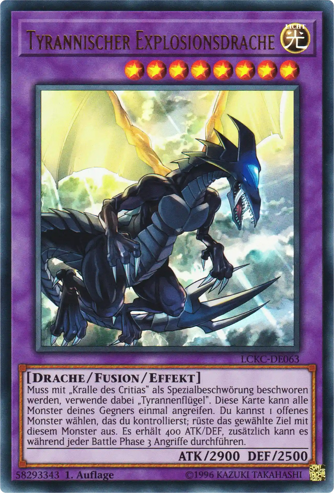 Tyrannischer Explosionsdrache Yu-Gi-Oh! Karte LCKC-DE063 Ultra Rare