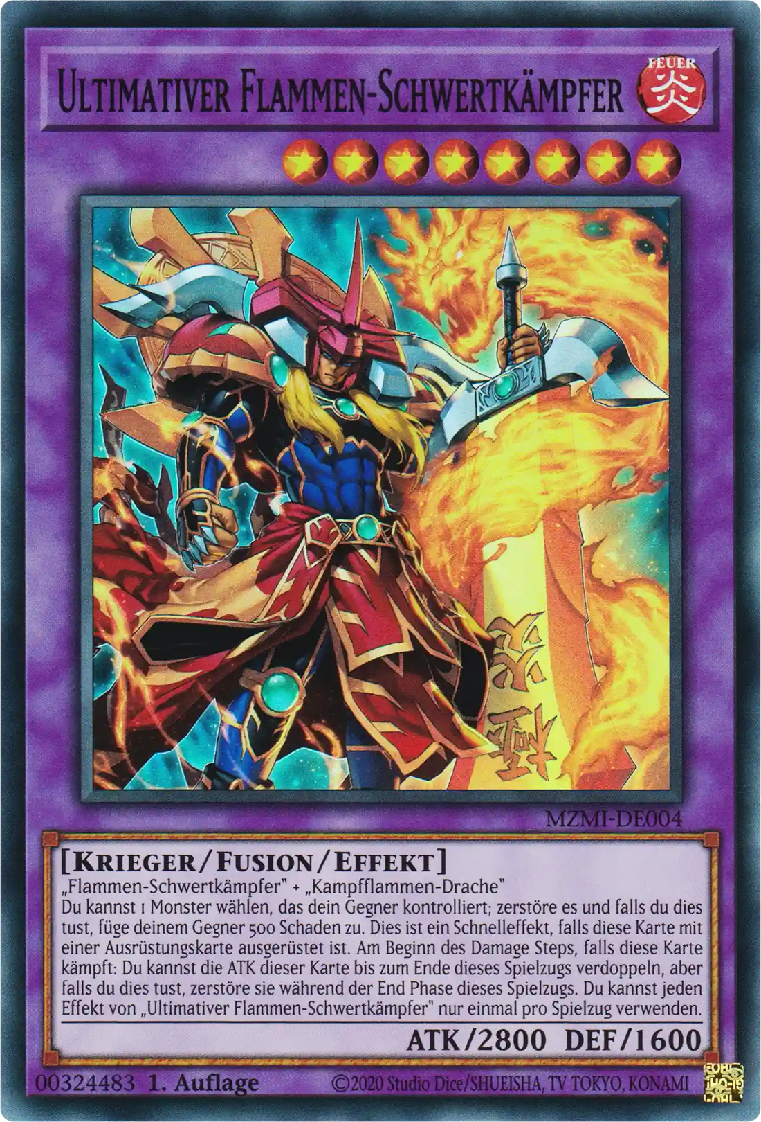 Ultimativer Flammen-Schwertkämpfer Yu-Gi-Oh! Karte MZMI-DE004 Super Rare