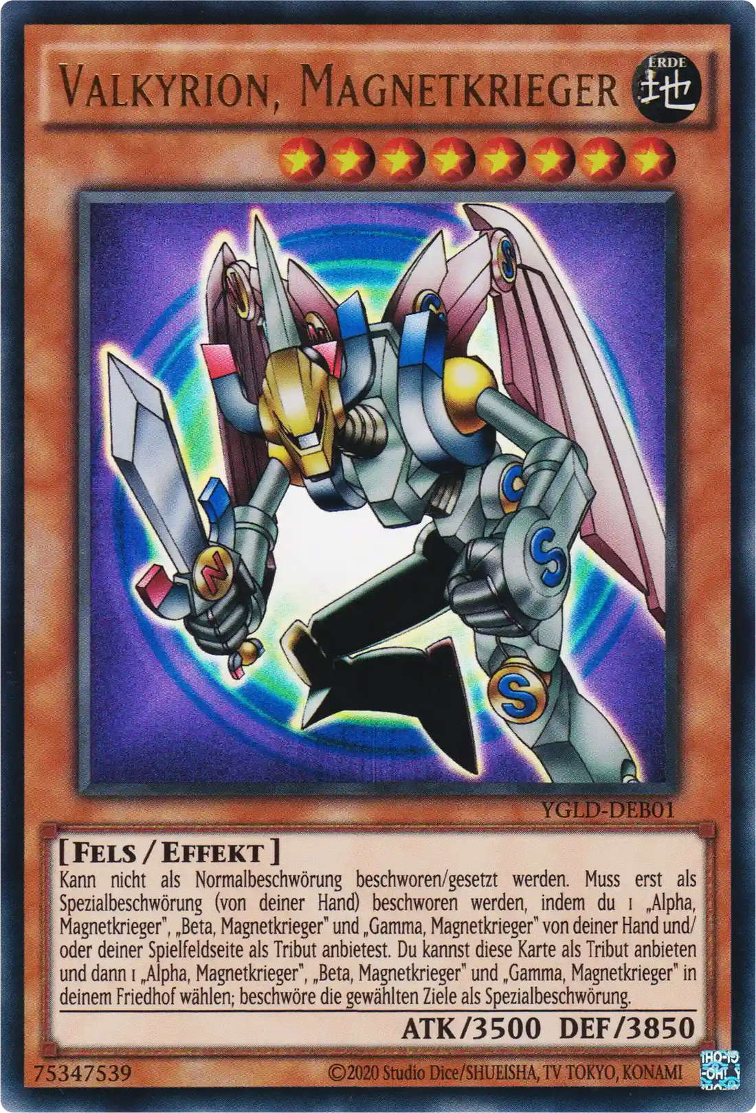 Valkyrion, Magnetkrieger Yu-Gi-Oh! Karte YGLD-DEB01 Ultra Rare