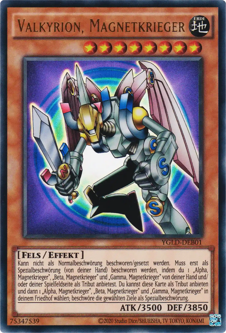 Valkyrion, Magnetkrieger Yu-Gi-Oh! Karte YGLD-DEB01 Ultra Rare