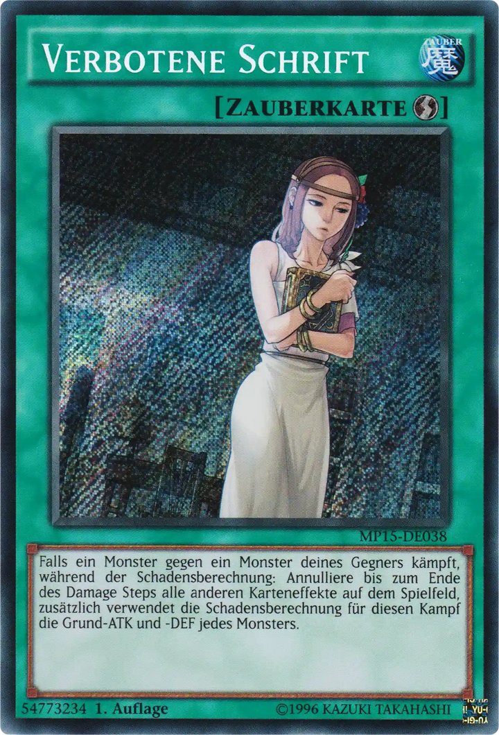Verbotene Schrift Yu-Gi-Oh! Karte MP15-DE038 Secret Rare