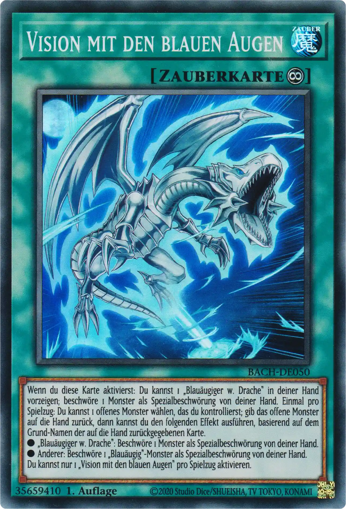 Vision mit den blauen Augen Yu-Gi-Oh! Karte BACH-DE050 Super Rare
