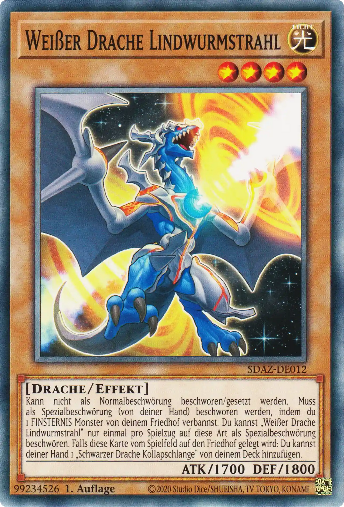 Weißer Drache Lindwurmstrahl Yu-Gi-Oh! Karte SDAZ-DE012 Common