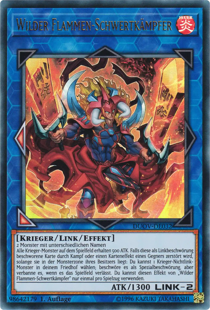 Wilder Flammen-Schwertkämpfer Yu-Gi-Oh! Karte DUOV-DE032 Ultra Rare