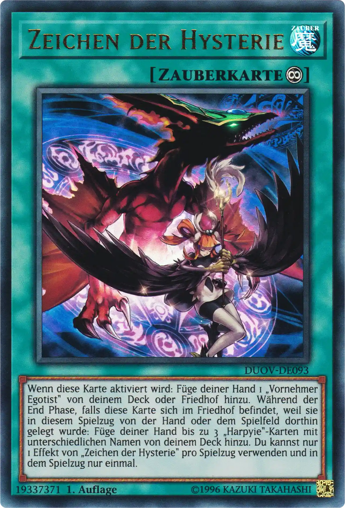 Zeichen der Hysterie Yu-Gi-Oh! Karte DUOV-DE093 Ultra Rare