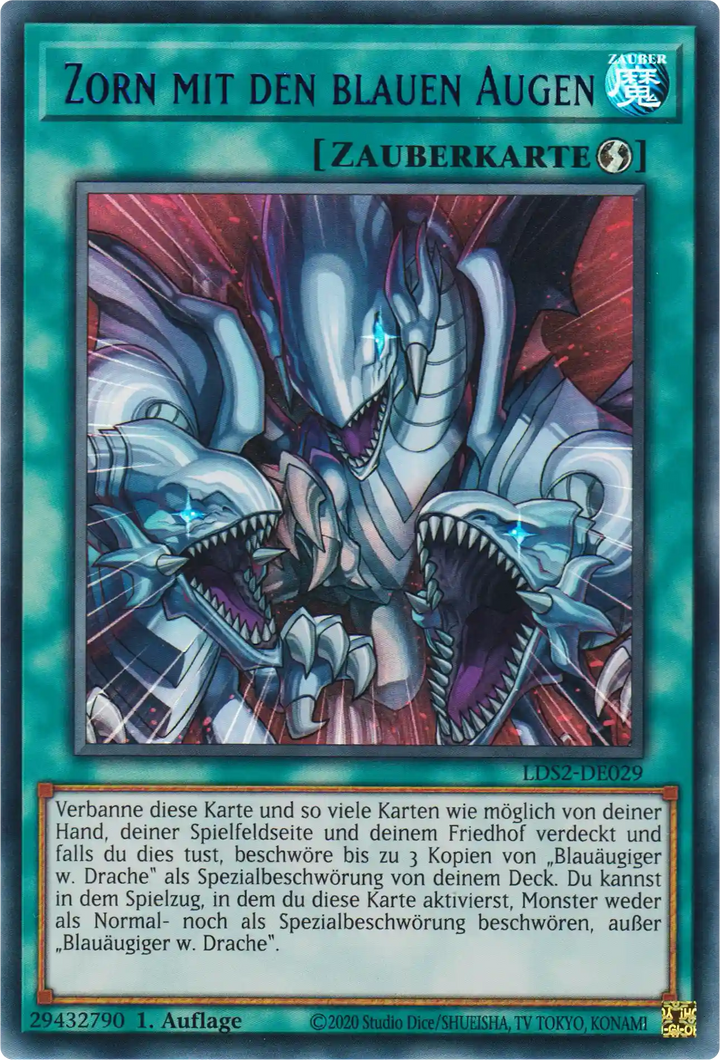 Zorn mit den blauen Augen Yu-Gi-Oh! Karte LDS2-DE029 Blue Ultra Rare