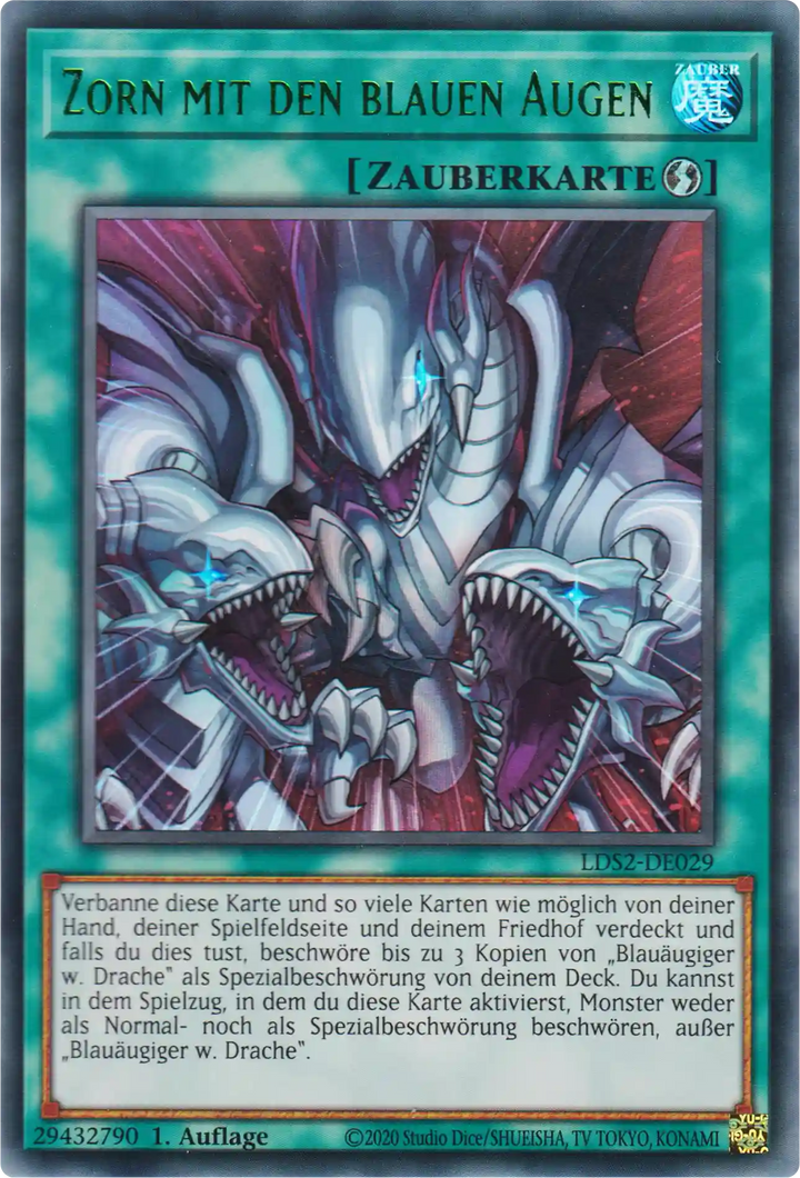 Zorn mit den blauen Augen Yu-Gi-Oh! Karte LDS2-DE029 Green Ultra Rare