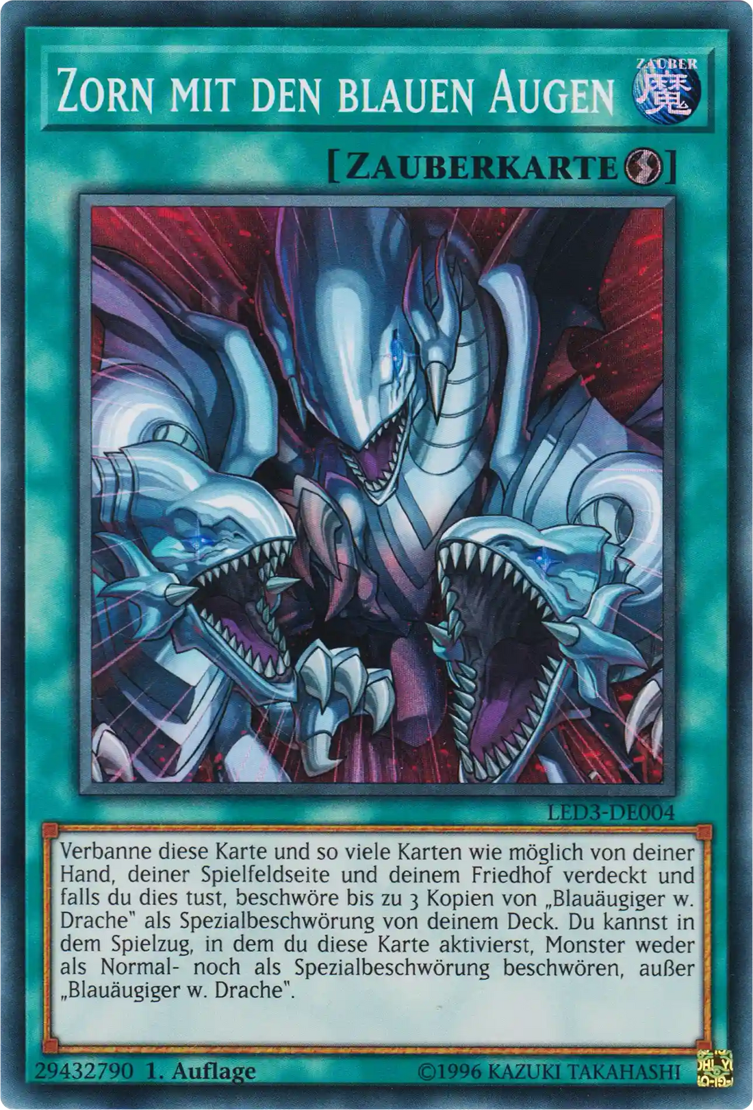 Zorn mit den blauen Augen Yu-Gi-Oh! Karte LED3-DE004 Ultra Rare