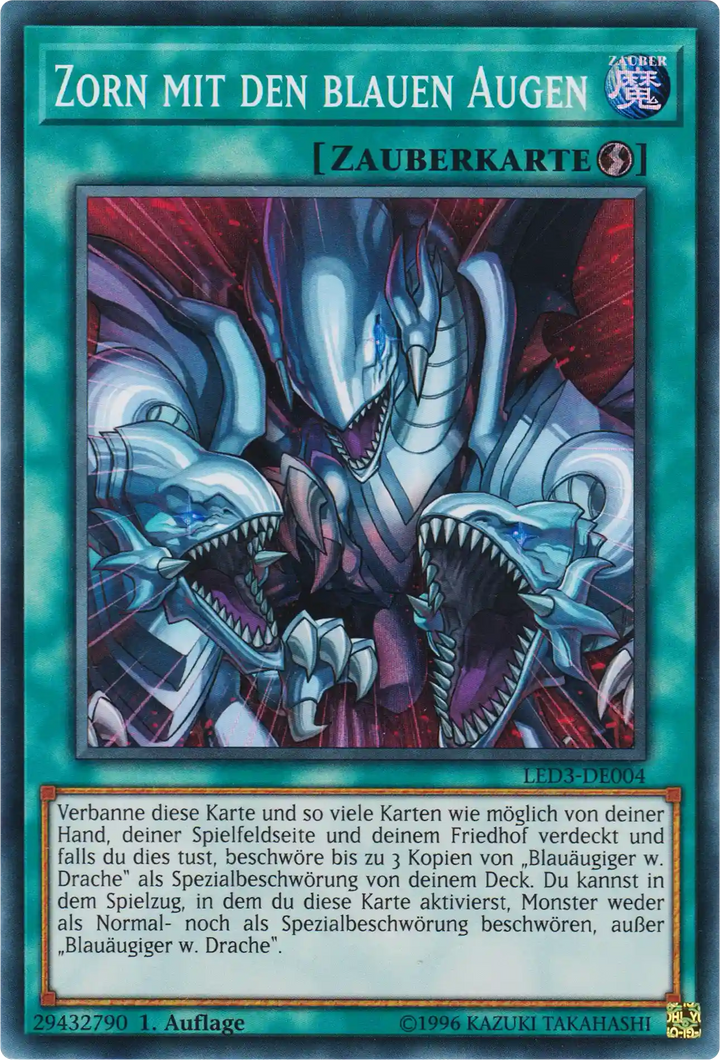 Zorn mit den blauen Augen Yu-Gi-Oh! Karte LED3-DE004 Ultra Rare