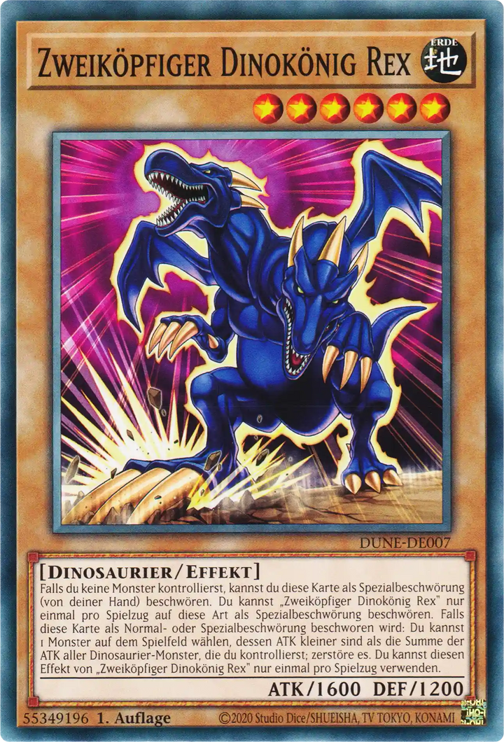 Zweiköpfiger Dinokönig Rex Yu-Gi-Oh! Karte DUNE-DE007 Common